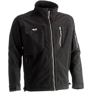 Schwarze Herock Fleecejacke Zeus, Größe S, mit Reißverschluss und mehreren Taschen.