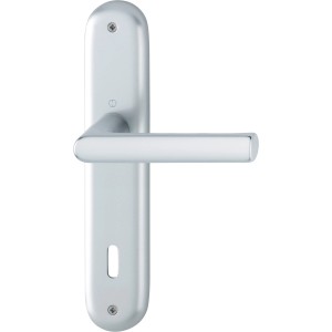 Hoppe Langschild-Garnitur Hamburg, Aluminium Silber, für Innentüren mit Ovalbart-Lochung.