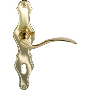 Alpertec Langschild-Garnitur Susan, Buntbart, Messing poliert für Zimmertüren.