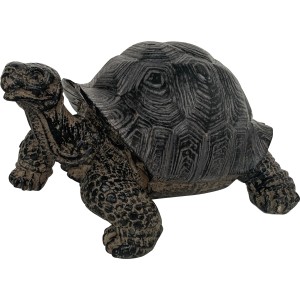 Dunkelgraue Gartenfigur Schildkröte, 9 cm, aus Polyresin für Balkon und Garten.