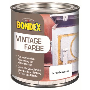 Dose Bondex Vintage Farbe Kreideweiß, geeignet für Möbel im Innenbereich.