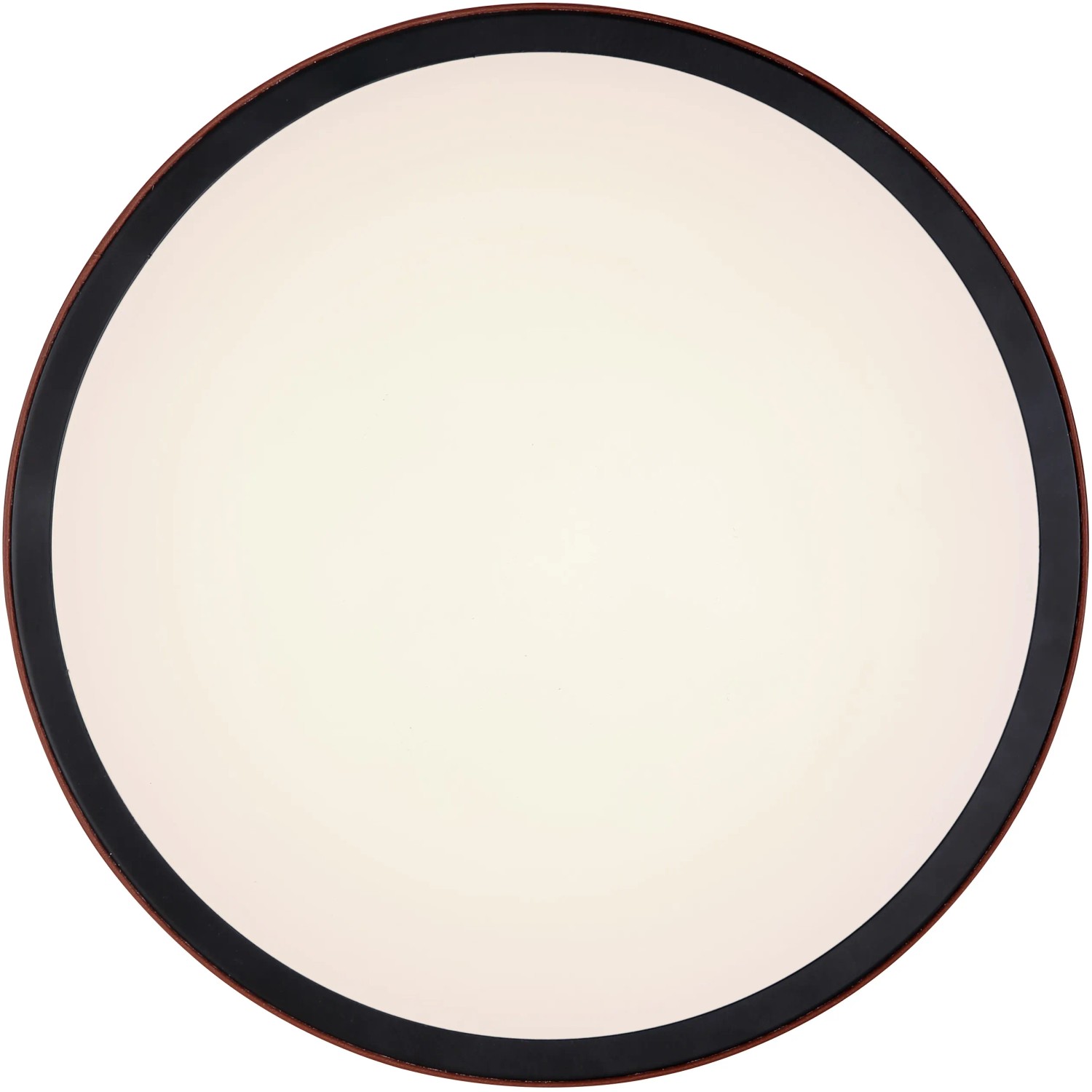 Runde LED-Deckenleuchte Sammi in Braun-Weiß, 420mm Durchmesser, für moderne Beleuchtung.