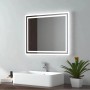 Rechteckiger Emke LED Badspiegel 60x50cm mit heller Beleuchtung und Anti-Beschlag-Funktion im Badezimmer.