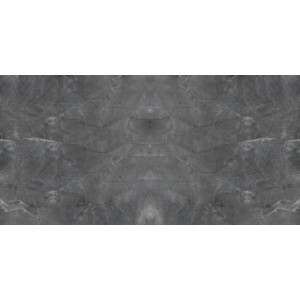 Schwarze Feinsteinzeug Bodenfliese, 60x120 cm, mit polierter Oberfläche und Marmor Optik.