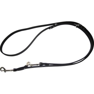 Schwarze Heim Hunde-Vorführleine aus Softleder, 240 cm lang und 20 mm breit.