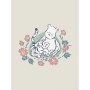 Winnie Pooh Wandbild mit Ferkel und Tiger im Blumenkranz, 30x40 cm, beige.