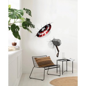 Komar Deko-Sticker Avengers Hammer & Captain America Schild als Wandtattoo, 100x70cm.