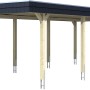 Skan Holz Carport Wendland Natur mit EPDM-Dach und schwarzer Blende. Holzcarport mit Flachdach.