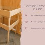 Karibu Ofenschutzgitter Classic aus Fichte für Fasssauna, Detailaufnahme.