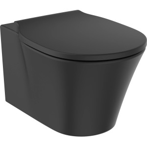 Schwarzes Ideal Standard WC-Paket Connect Air mit AquaBlade, spülrandloses Wand-WC mit Softclose-Sitz.