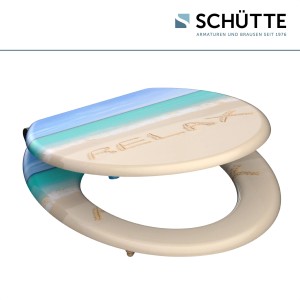 Schütte WC-Sitz Relax mit Holzkern und Absenkautomatik, Strandmotiv.