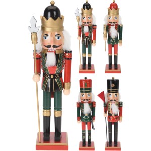 Holz Nussknacker, 38cm, 4-fach sortiert, traditionelle Weihnachtsdekoration.