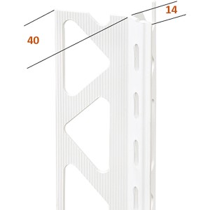 Catnic Kantenrichtwinkel, weißes PVC, 250cm, 14mm Putzstärke, geriffelte Oberfläche.