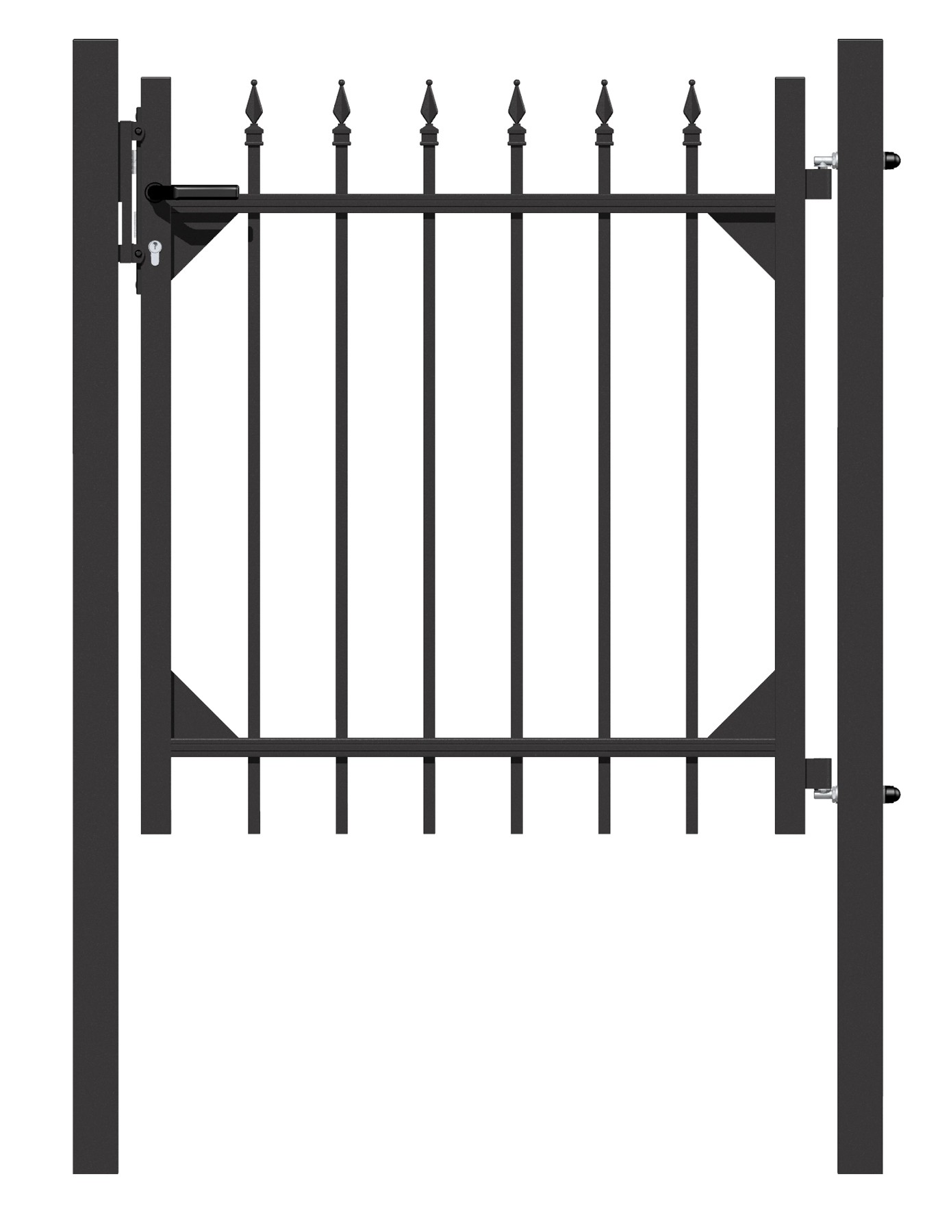 Metallzaun EinzeltorSet Chaussee Schwarz z. Einbetonieren 120 cm x 96