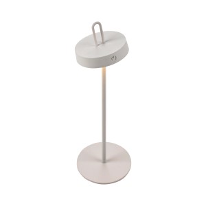 Weiße LED-Akku-Tischleuchte Amag, 47,2 cm hoch, für Innen & Außen. Dekoleuchte mit Touchdimmer.