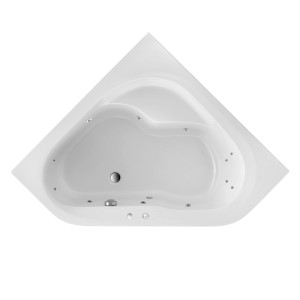Weißer Ottofond Whirlpool Ancona Komfort 135 cm, Eck-Whirlpool-Badewanne mit Massagedüsen.