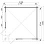 Grundriss Alpholz Gartenhaus Viking ISO, 326x326 cm, mit Tür- und Fensterpositionen.
