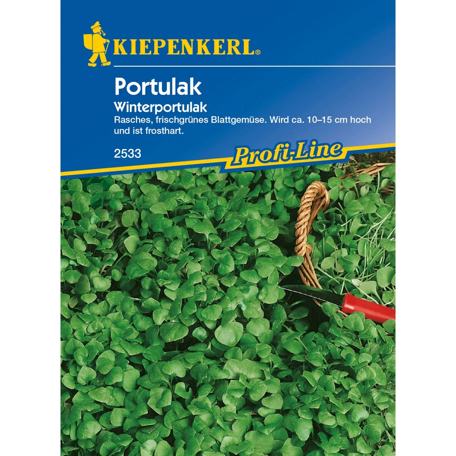 Kiepenkerl Winterportulak Samen: Packung mit grünen, frostharten Salatblättern.