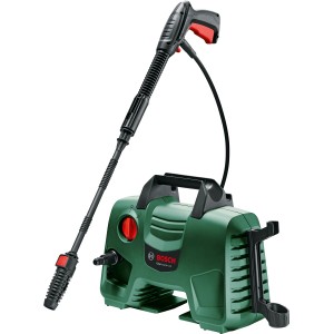 Bosch EasyAquatak 120 Hochdruckreiniger: Kompaktes Gerät mit Lanze und Zubehör.