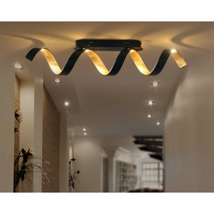 Moderne LED-Deckenleuchte Helix in Schwarz-Gold, spiralförmiges Design für Wohnräume.