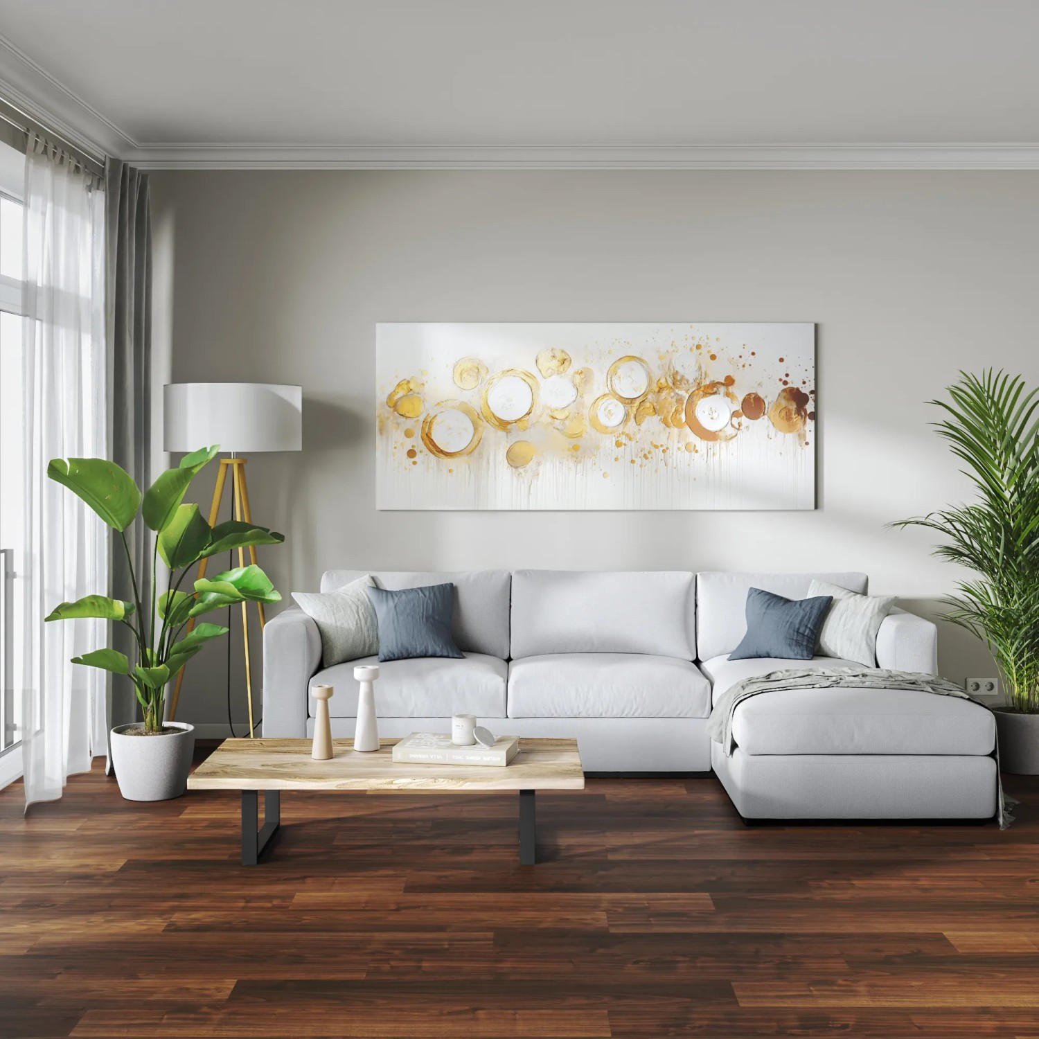 Verlegtes Laminat Parador Basic 200 Walnuss dunkel, Holzoptik im Wohnraum.