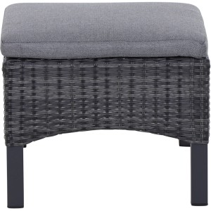 Siena Garden Hocker Taranto, anthrazit mit Kissen. Gartenhocker aus wetterfestem Geflecht und Aluminium.