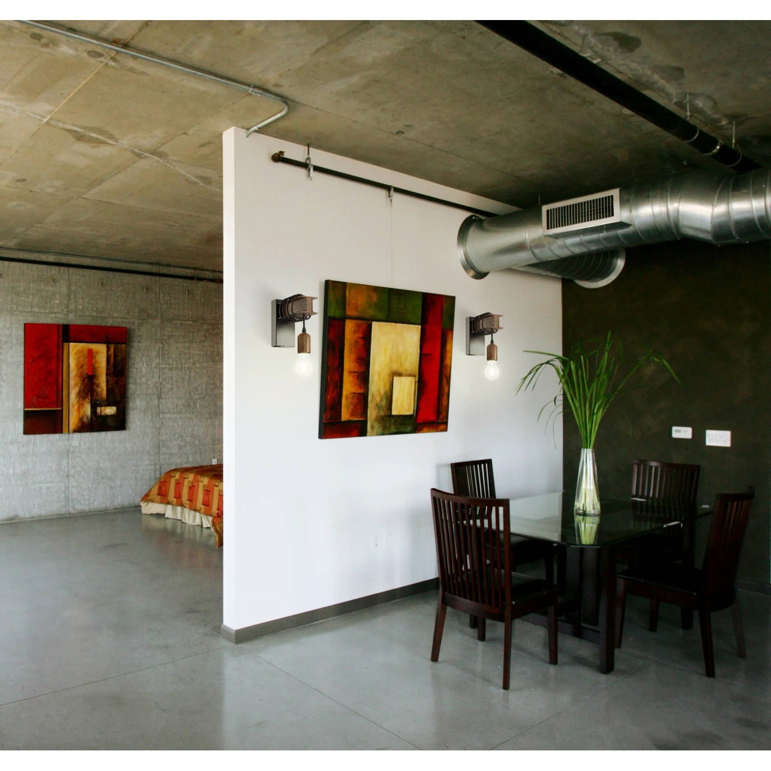 Eglo Wandleuchte Townshend 4, schwarz-braun, im Industrial-Stil in modernem Ambiente.