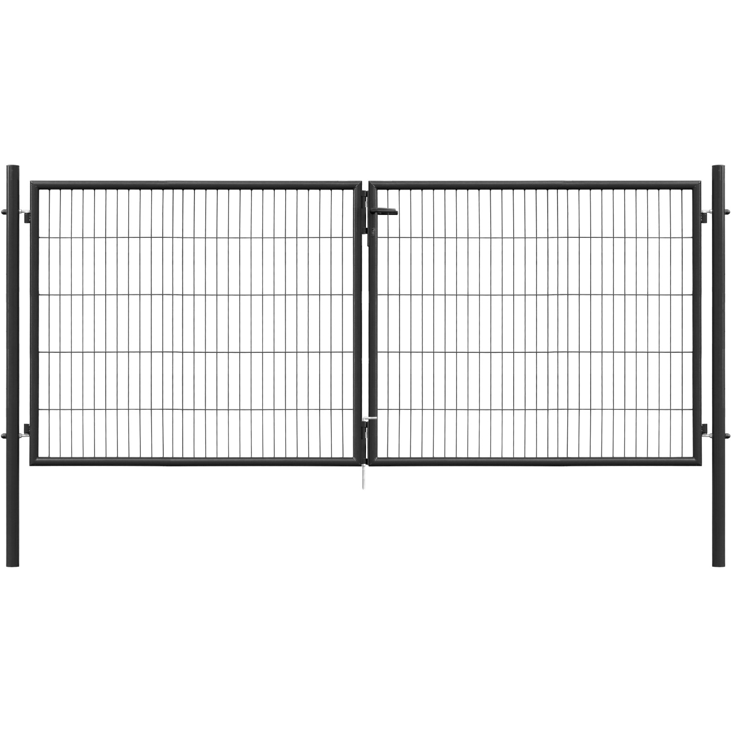 Doppeltor Classic, anthrazitfarben, 75x300 cm, mit Einstabmattenfüllung und Pfosten.