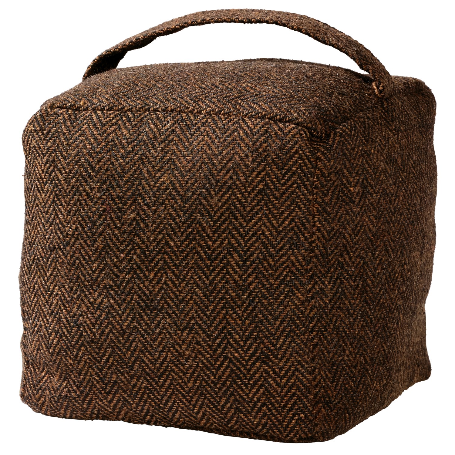 Türstopper im Fischgräten-Look, braun, aus Polyester mit Tragegriff.