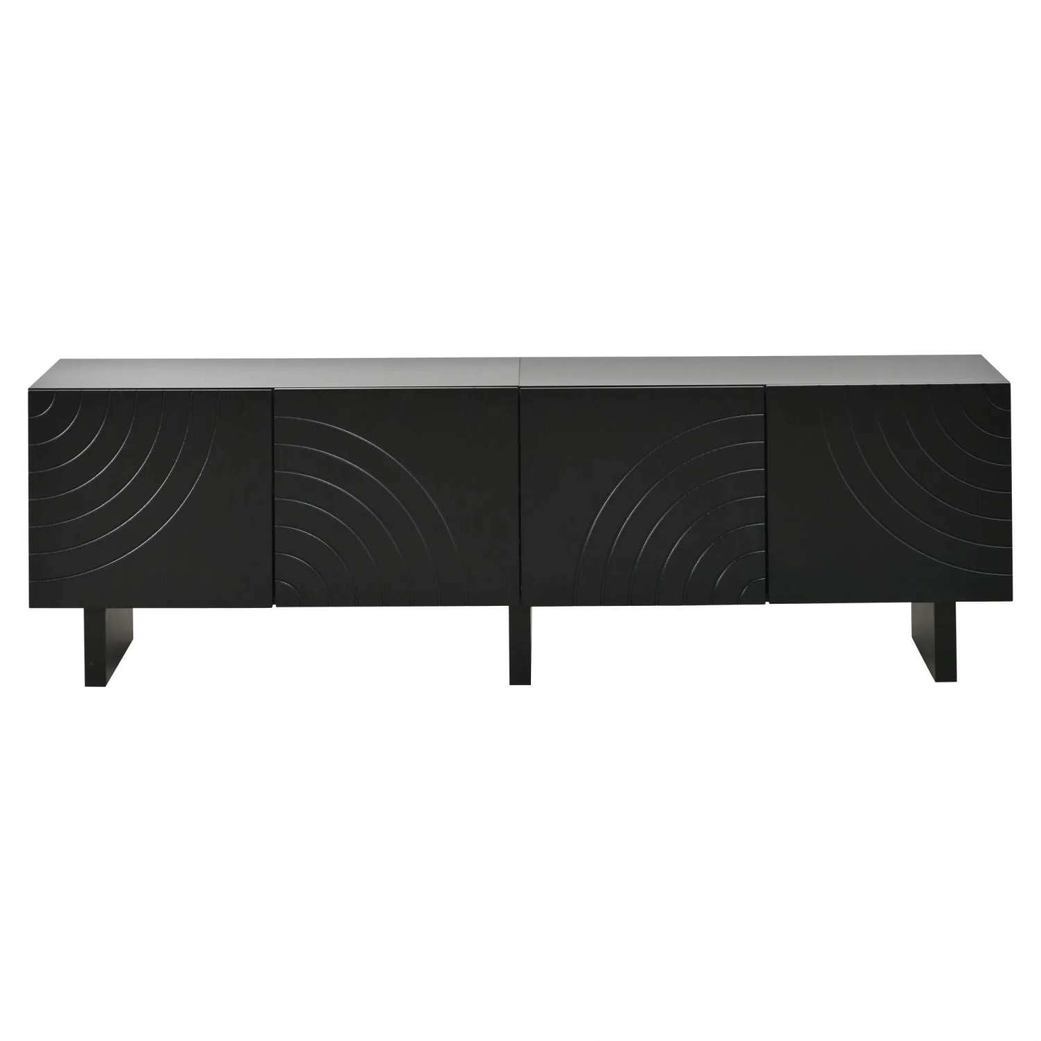 okwish TV-Bank Mit Struktur 4 Türen Wohnzimmer 180x40x55cm Schwarz