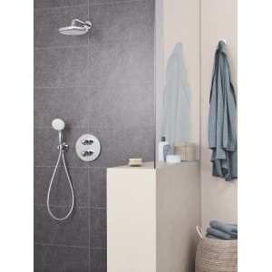 Grohe Tempesta 210 Kopfbrauseset in Chrom, Aufputz-Brausegarnitur mit Kopf- und Handbrause.