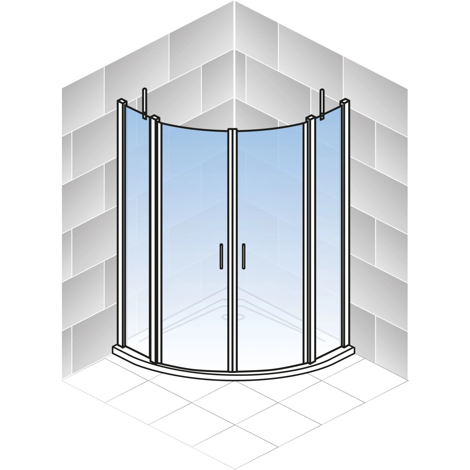 Schulte ExpressPlus Runddusche AlexaStyle2.0 mit Duschwanne, 80x80cm. Elegante, teilgerahmte Duschkabine.