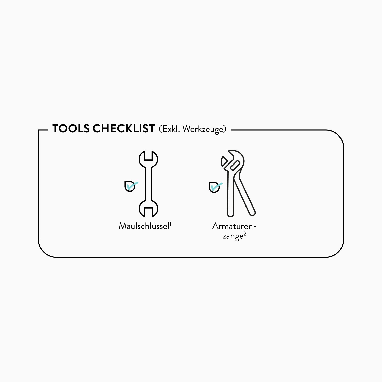 Checkliste Werkzeug: Maulschlüssel und Armaturenzange für Thermostat-Montage.