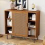 okwish Sideboard mit 2 Schiebetüren Ablage Wohnzimmer 100x90x37cm Braun_3