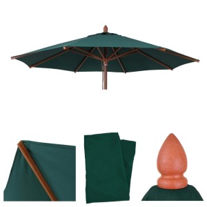 Dunkelgrüner Ersatzbezug für MCW Holz-Sonnenschirm C57b, rund, aus Polyester.