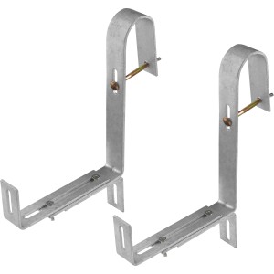 2er-Set feuerverzinkte Balkonkastenhalter, 220 mm, für Geländer bis 6,5 cm Ø.