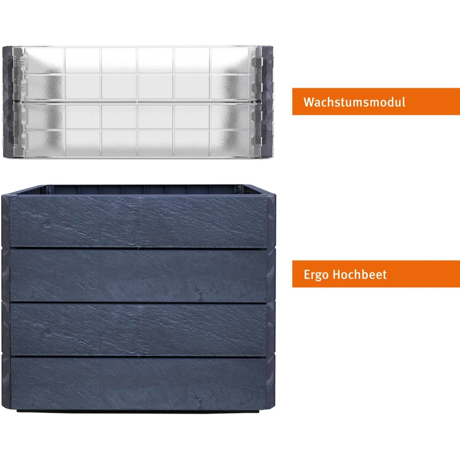 Garantia Ergo Quadro Turbo M 75 Stone Hochbeet mit Wachstumsmodul, Stone Optik.