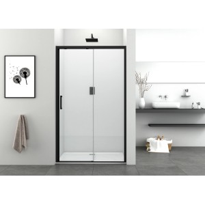 Sanotechnik Schiebetür Elite, 98-100 cm, Schwarz, mit Soft Close Funktion.