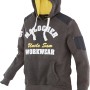 Uncle Sam Kapuzenpullover Oliv-Gelb Gr. M mit Kängurutasche und Workwear-Print.