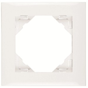 Weißer Logus 1-fach Abdeckrahmen aus Kunststoff für Schalter und Steckdosen.