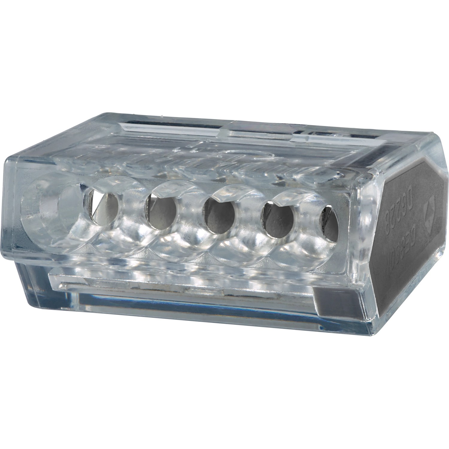 Steckklemme, transparent, für Leiter Ø 0,75-2,5 mm, 5-polig, aus dem 10-teiligen Set.