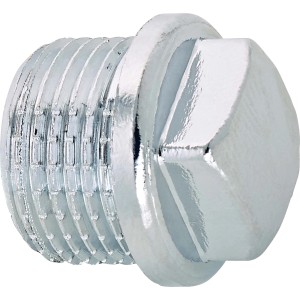 Verchromter Messing Gewinde-Stopfen, 16,7 mm (R 3/8) zum Verschließen von Rohren.