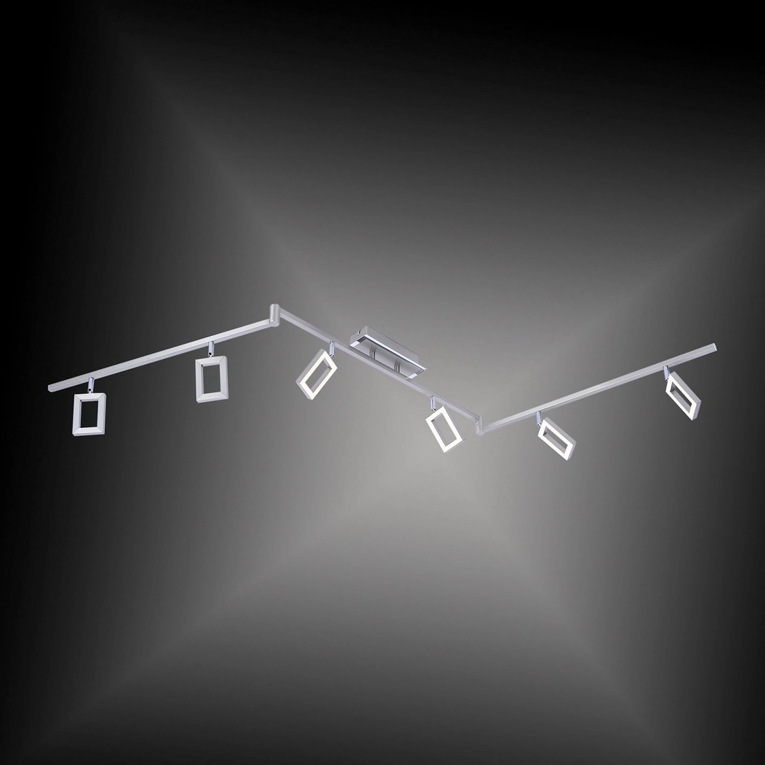 Moderner LED-Spot Inigo mit 6 Leuchten aus Stahl, verstellbare Deckenleuchte für Innenräume.