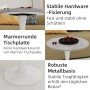 okwish Couchtisch mit Marmor Tischplatte Wohnzimmer Esszimmer 70x70x72cm Weiß Grau_6