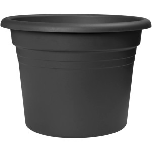 Anthrazitfarbener Florus Pflanztopf Cilindro, Ø 40 cm, aus recyceltem Kunststoff.