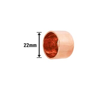 Kupfer Kappe für Lötfitting, Ø 22mm, zum Verschließen von Rohranschlüssen.