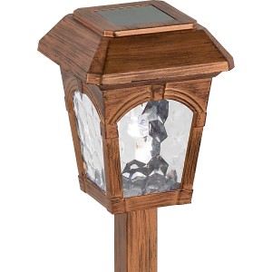 Kupferfarbener LED-Solarspieß im Vintage-Look für den Garten, ca. 37 cm hoch.