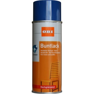 OBI Buntlack Spray RAL 5010 Enzianblau hochglänzend, 400ml Dose.