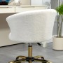 Weißer Vinsetto Bürostuhl mit flauschigem Teddy-Fleece Bezug und goldfarbenem Stahlgestell. Ergonomische Rückenlehne.