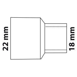 Kirchhoff Reduziernippel, 22 mm x 18 mm, blank, mit Muffe für Lötfittings.